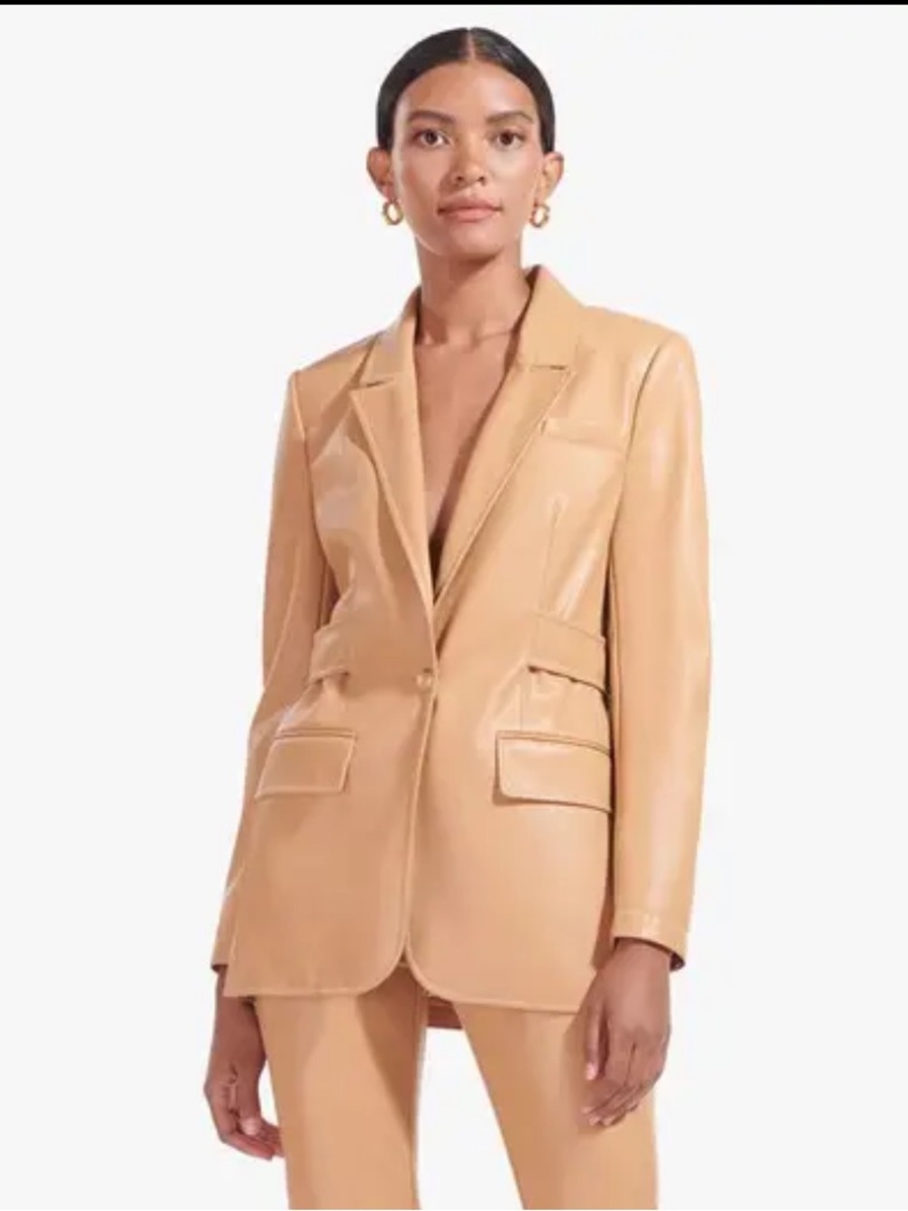 Staud Pandora Doe Vegan Leather Blazer Size Small